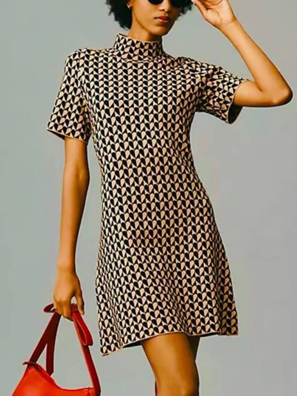 Anthropologie Mock Neck Short Sleeve Sweater Dress
